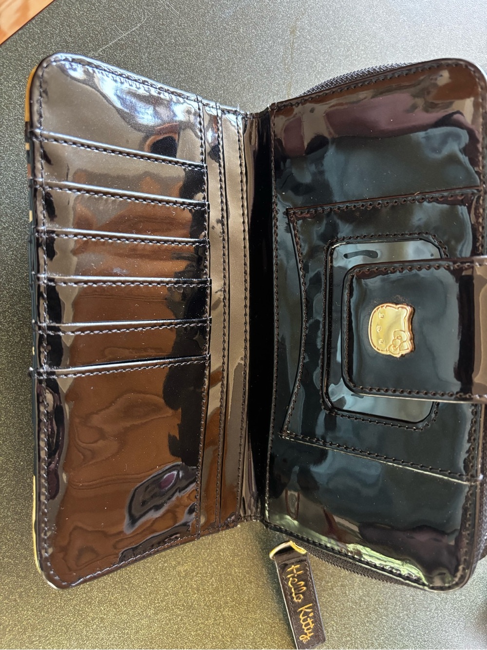 Hello Kitty Leopard Embossed Patent Wallet - Black, Brown, Cream - Picture 3 of 3